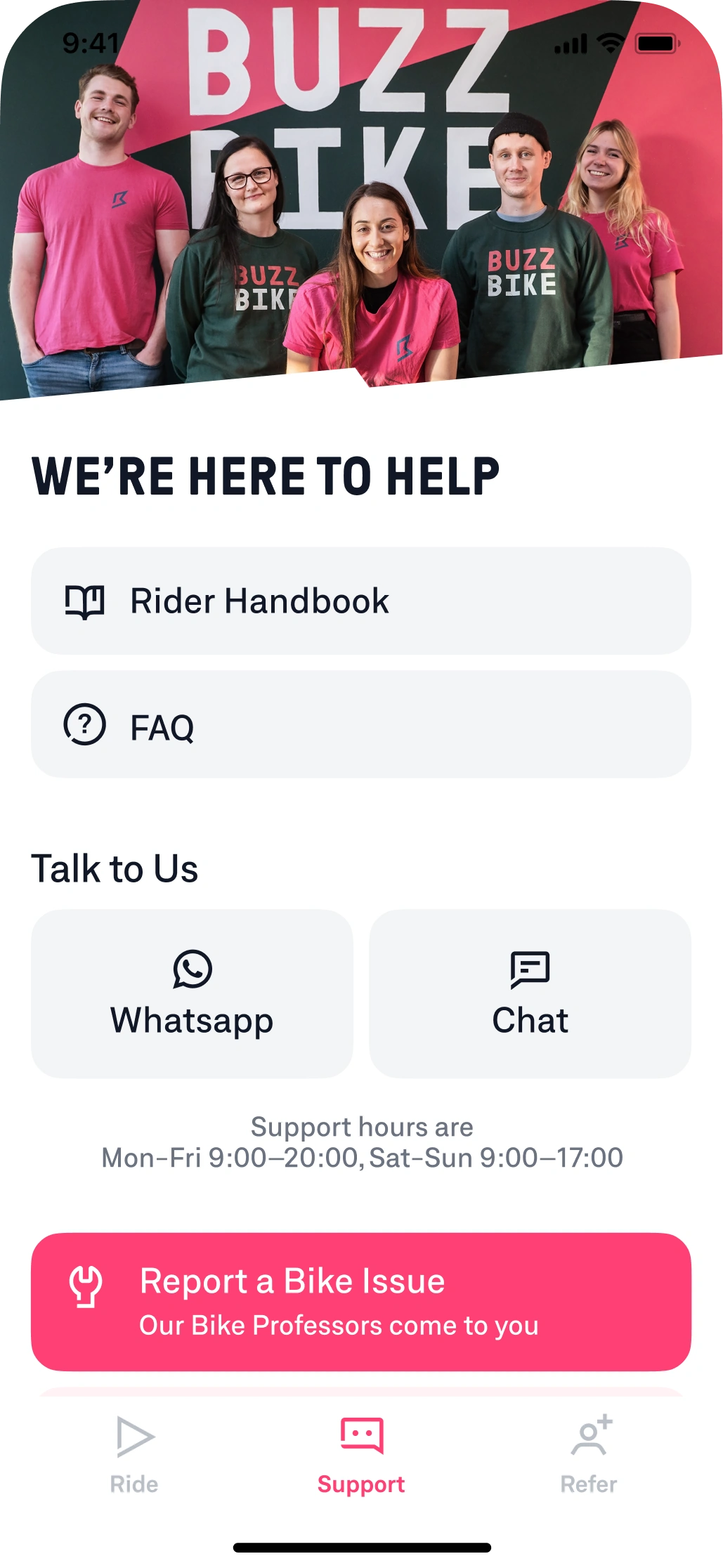 Buzzbike support flow