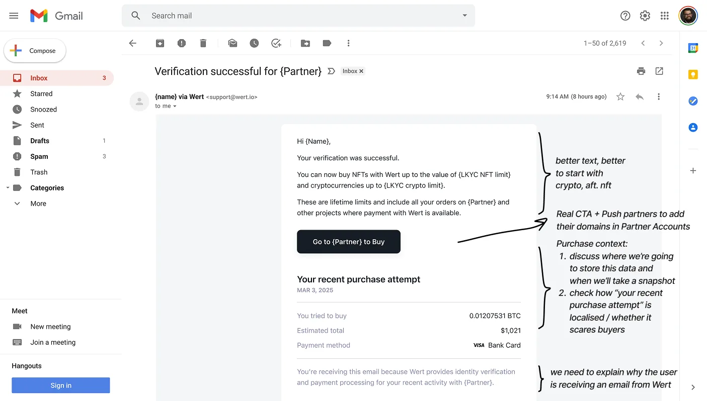 Wert emails — after redesign